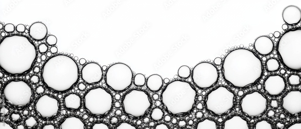 Aufkleber abstract close-up of soap bubbles with varying sizes on white background