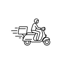 Scooter courier line icon for fast urban delivery