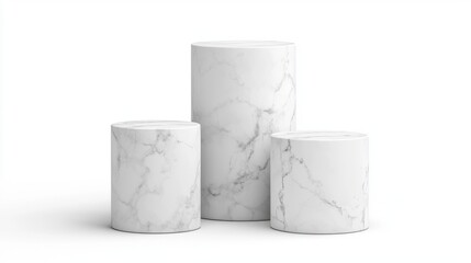 Elegant White Marble Cylinders for Modern Home Decor and Display