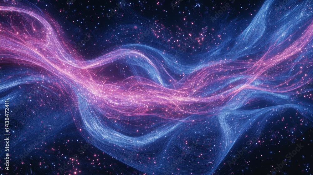 Poster cosmic flow of energy waves outer space digital art galactic environment abstract viewpoint interste