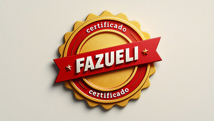 Selo dourado com a palavra "Fazueli" em destaque e "Certificado", representando autenticidade, qualidade e exclusividade de quem fez o L. Faz o L.