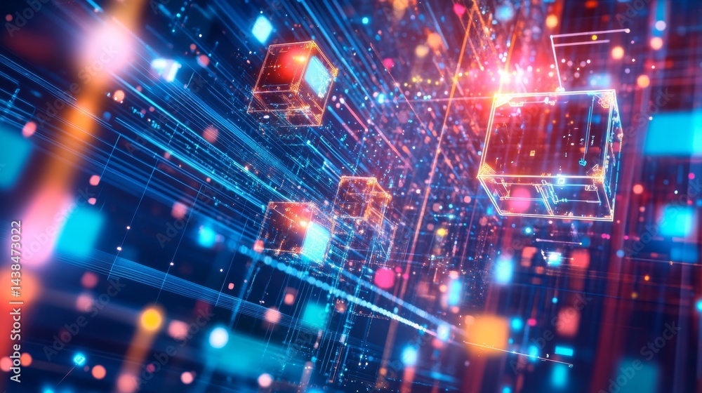 Poster dynamic data visualization digital environment abstract art futuristic technology close-up view visu