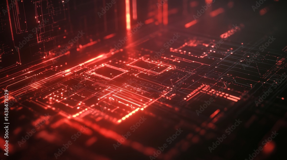 Poster digital transformation event cybernetic circuitry showcase virtual space abstract graphics futuristi