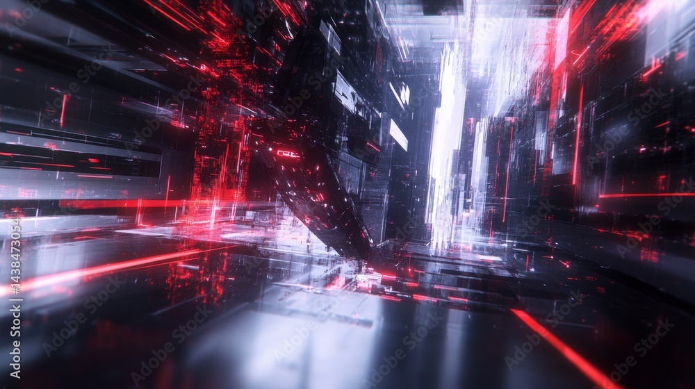 Poster futuristic motion design digital realm abstract art high-tech environment dynamic perspective innova
