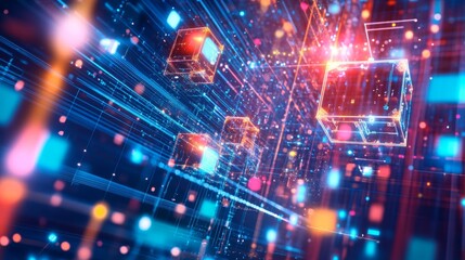 Dynamic data visualization digital environment abstract art futuristic technology close-up view visual complexity