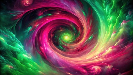 A swirling cosmic vortex, with hues of magenta and jade, creates a captivating celestial canvas.