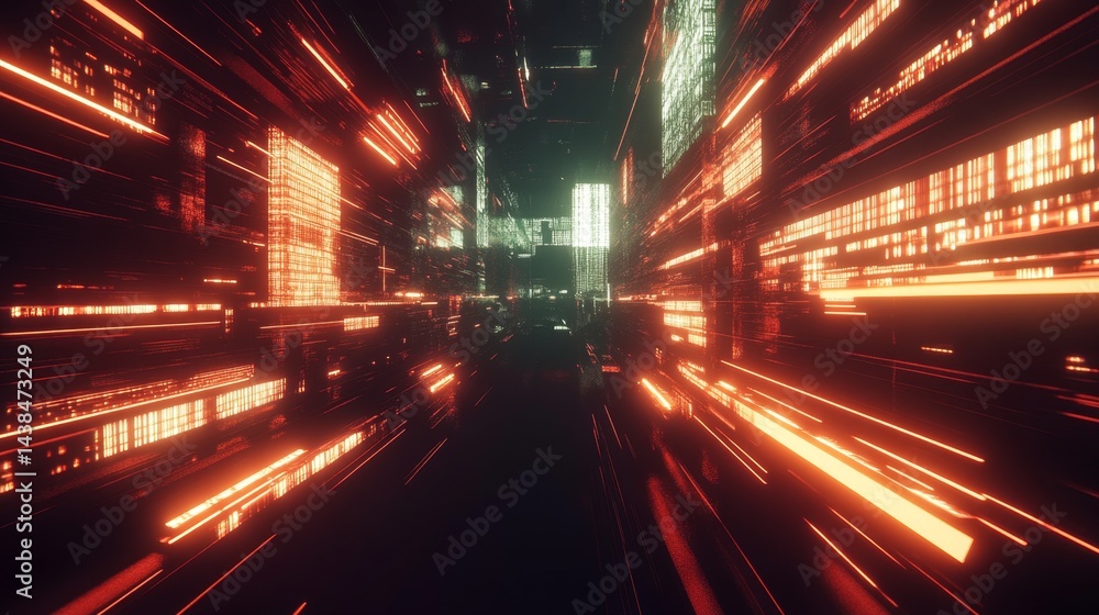 Poster dynamic data streams digital realm abstract visuals cyber environment futuristic perspective