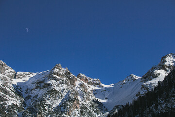 snow covered mountains in winter