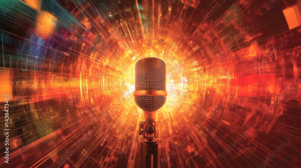 Poster dynamic sound waves captured studio innovation digital art abstract close-up view creativity unleash