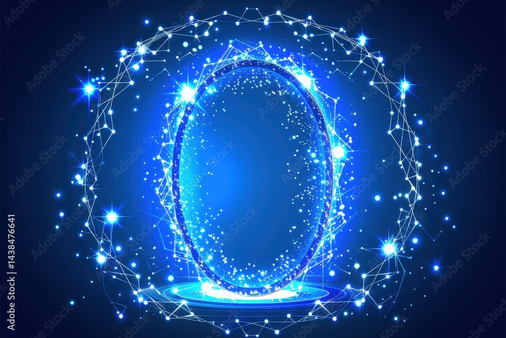 Aufkleber abstract digital design with glowing elements and a central shape.
