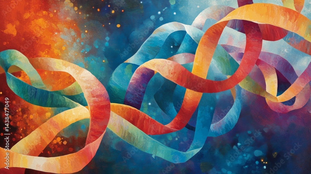 Poster vibrant abstract dna design digital art colorful background creative environment artistic viewpoint 