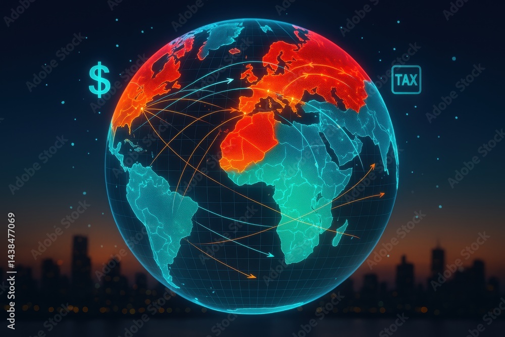 Poster global connection: illustrative depiction of global interconnectedness. it features network lines co