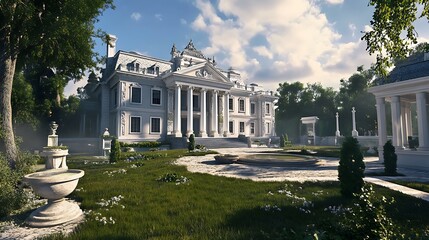 Obraz premium Impressive neoclassical design with detailed marble columns and grand hall high resolution picture