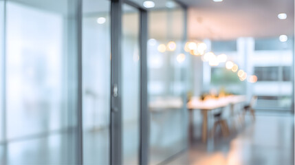 Dynamic office space design featuring blurred background and glass door modern workplace atmosphere