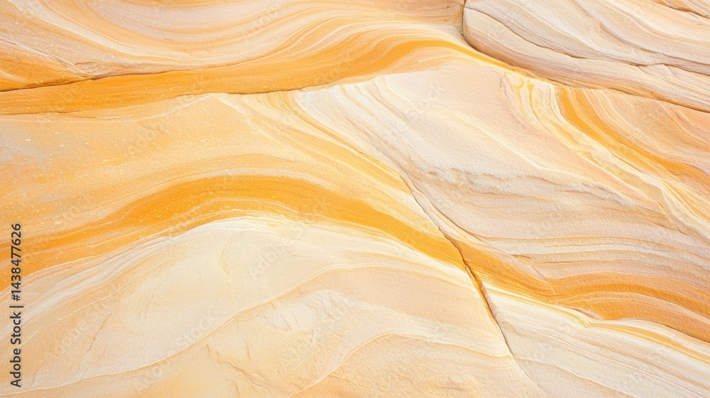 Poster a close-up view of a rock formation with a unique pattern of orange and white stripes.
