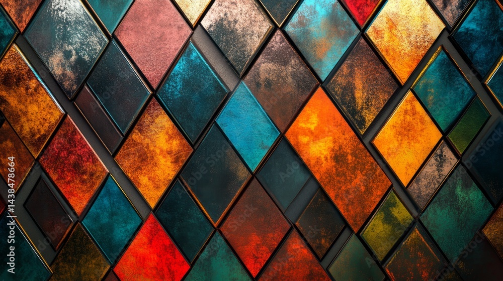Poster vibrant colorful geometric patterns abstract art digital creation modern design close-up view creati