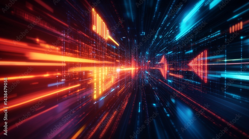Poster dynamic digital flow futuristic motion virtual space visual art high-tech environment abstract persp