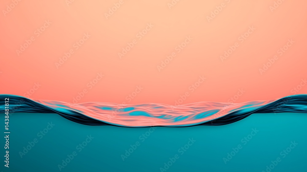 Poster abstract liquid surface with smooth waves against a gradient background, captivating visual effect i