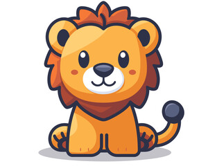 Fototapeta premium Cute lion cartoon vector illustration. Cute animal character design.