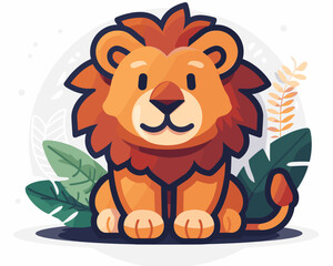 Fototapeta premium Cute lion character cartoon mascot vector illustration for your web site design