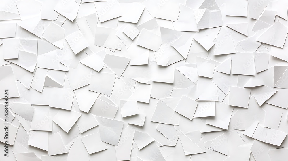 Poster abstract white paper pieces create a textured background, perfect for minimalistic and modern design