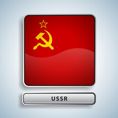 USSR, flag square button Isolated on color gradient background. Exclusive Icon flag