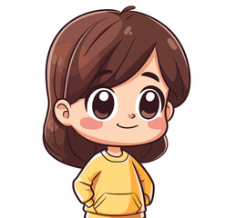 Obraz premium Cute little girl cartoon. Vector illustration. Cute little girl.
