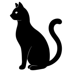 black cay  silhouette  on white  background