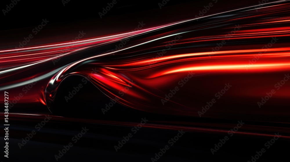 Aufkleber abstract red flowing light on dark background creating dynamic motion