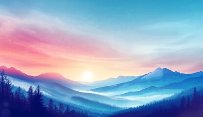 Fototapeta premium Colorful mountain sunrise landscape