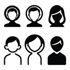 Profile Icon set bundle Silhouette Vector
