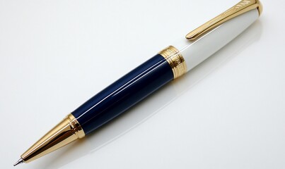 Fototapeta premium Elegant ballpoint pen gleaming on white