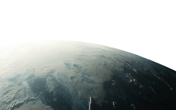 Stunning image of Earth from space during the solstice revealing the dramatic shift in sunlight and the planet's position relative to the sun isolated on white background PNG