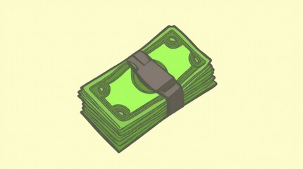 Fototapeta premium A Stacked Bundle of Cash Illustrating the Concept of Wealth and Financial Prosperity