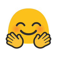 Smiling Face with Hugging Gesture Clipart Illustration | Joyful Expression Isolated on White Background