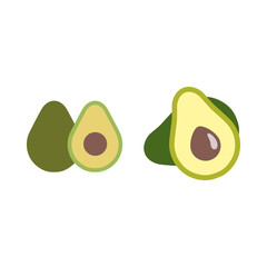 Avocados Clipart Illustration | Whole and Halved Fruit Isolated on White Background