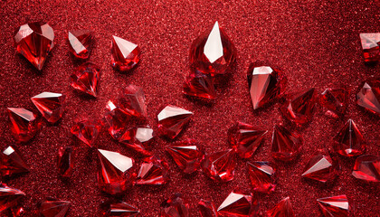 bright shiny red crystal sparkle texture background copy space rich elegant luxurious color