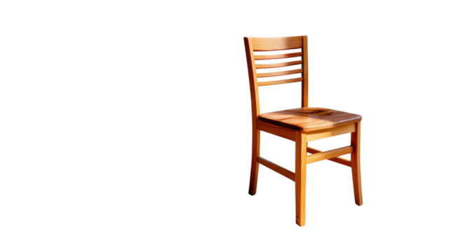 Elegant Wooden Chair: A beautifully crafted wooden chair, showcasing clean lines and a warm finish, stands poised, offering a simple yet sophisticated seating option for various interior spaces.