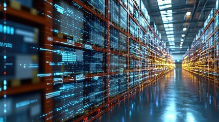 Warehouse shelving with digital overlay