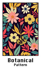 Botanical pattern for printing on wall decorations, covers, leaflets, business cards. Oil paint