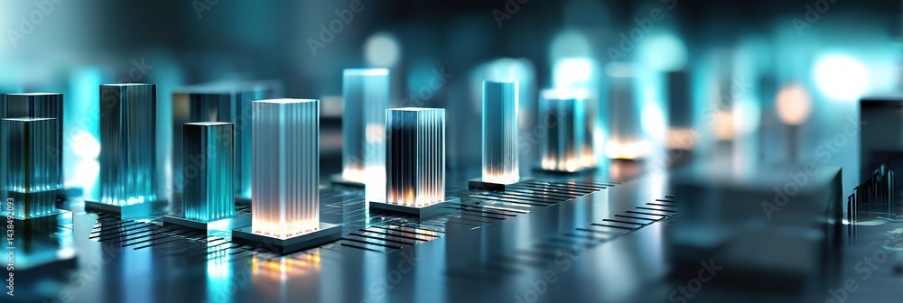 Fototapete Quantum Computer Chips Illuminated in a Futuristic Environment Showcasing Cutting-Edge Technology and Innovation