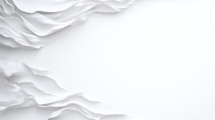 Obraz premium Draped Fabric White Background Minimalist Style High-resolution Soft Lighting Horizontal Composition Smooth Textures Elegant Flow White backdrop Serene Mood Ideal for website banners