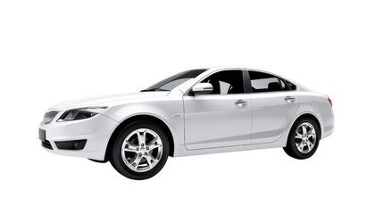 Sleek White Sedan: A pristine, modern white sedan, embodying sophistication and innovation, stands ready to embark on a journey. Capturing the essence of transport and automotive design.