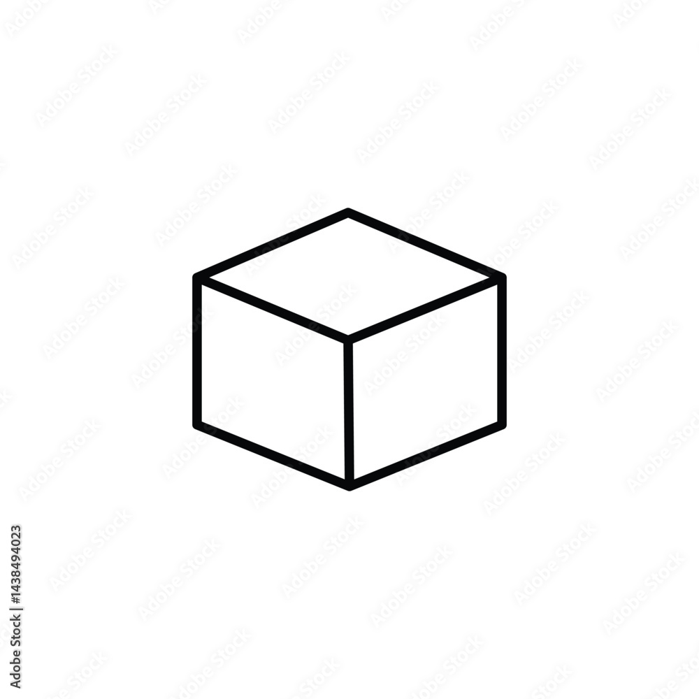 Poster 3d cube box line icon vector on white background