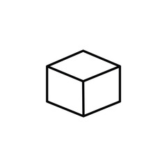 3D cube box line icon vector on white background