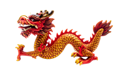 red dragon statue celebration of new year isolated on white Bg Png