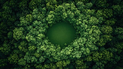 Lush green forest circle