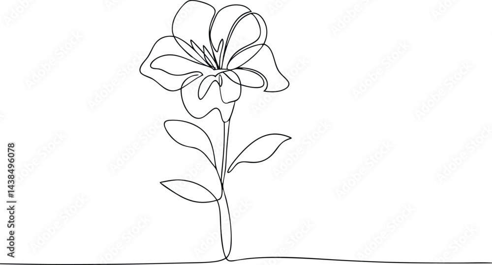 Poster elegant continuous one line drawing of a spring flower with minimalist and delicate artistic style