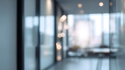 Blurry office interior with doorway modern workspace professional environment soft focus view