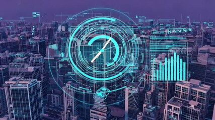 Futuristic Cityscape: Time and Technology Converge - Powered by Adobe